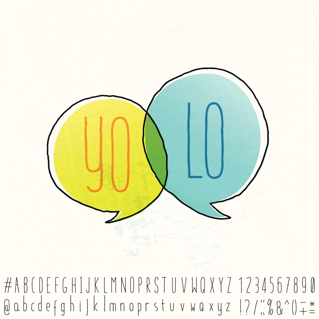 Hipster Slang Yolo Text Space Doodle Speech Bubble Alphabet